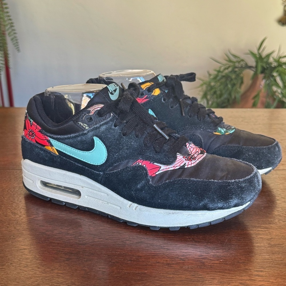 Nike Air Max 1 Aloha Sneakers 528898-003 Black Colorful Suede RARE | US 7.5 - Picture 3 of 11